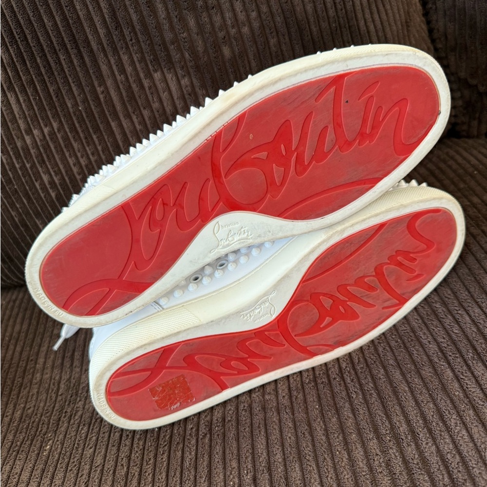 Christian Louboutin White Spiked Sneakers - Picture 3 of 4